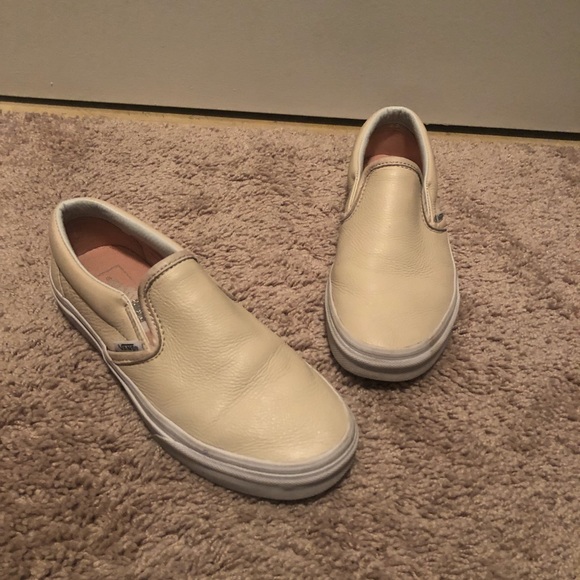 tan leather slip on vans